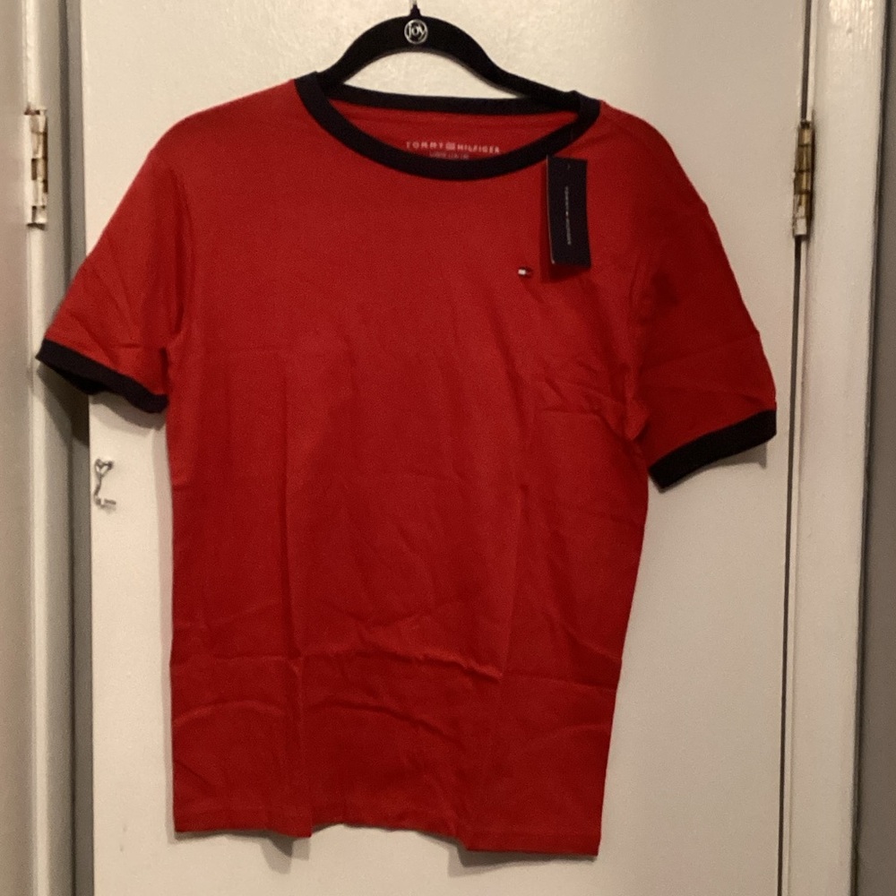 Tommy Hilfiger Kids Red Tee with Blue Accents